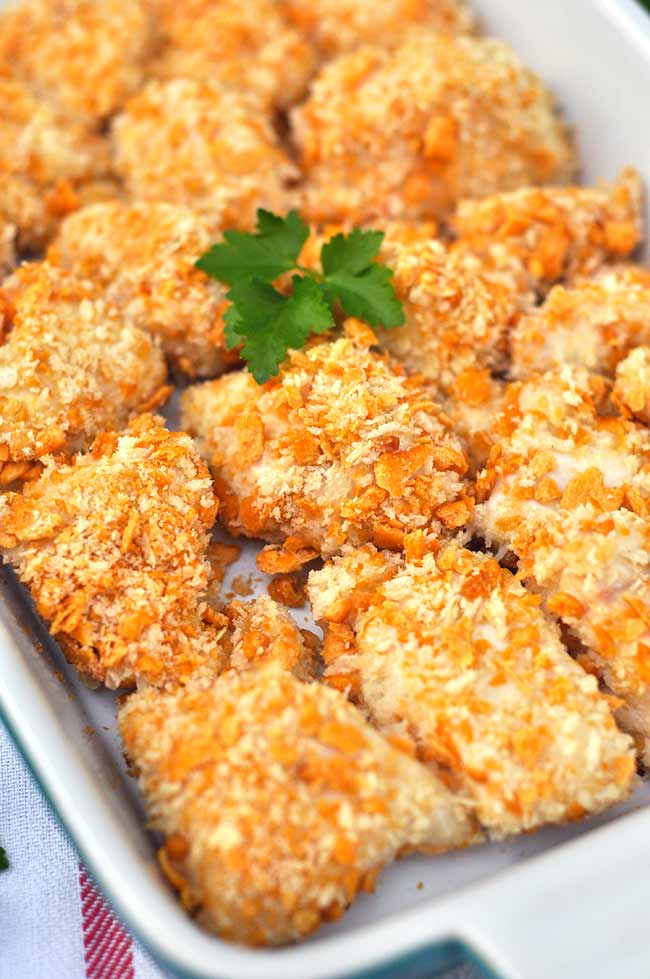 Cheese Cracker and Panko-Crusted Chicken Nuggets | Mighty Mrs